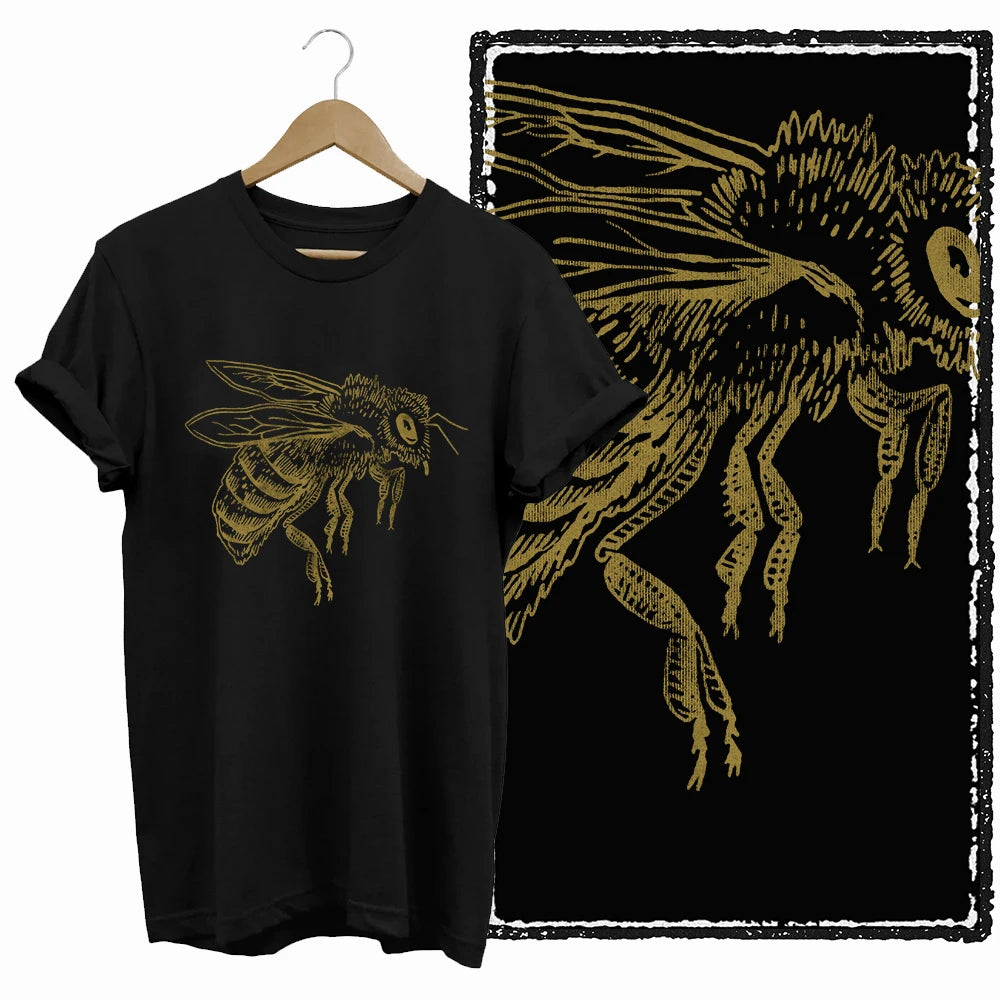 COOLMIND Black Bee Graphic Cotton T-Shirt | Women's Relaxed Fit