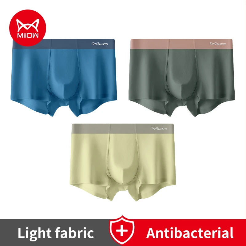 MiiOW Silkly Cool Men Underwear - 3Pcs Antibacterial Crotch Boxer Briefs