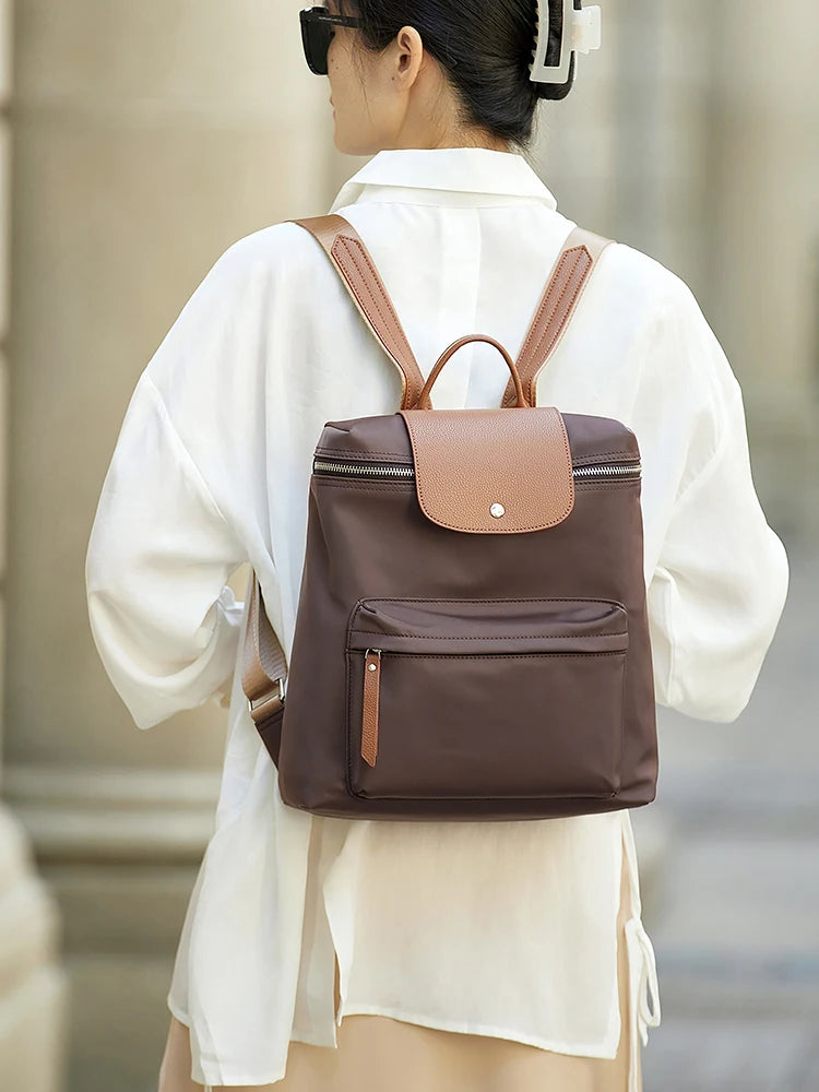 ZOOLER Oxford & Leather Patchwork Backpack
