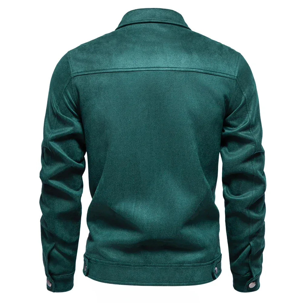 AIOPESON Men's Brown Suede Turn Down Collar Jackets - ShopHub