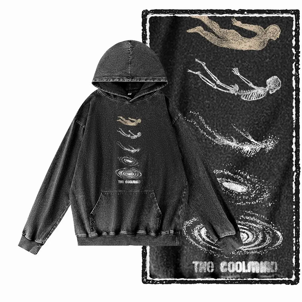 COOLMIND Acid-Washed Black Graphic Hoodie