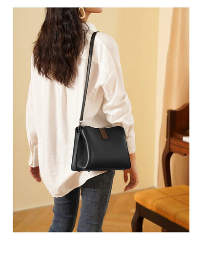 FOXER Genuine Leather Women's Shoulder Bag 2026 Casual Lager Tote Bag PVC Female Crossbody Purse