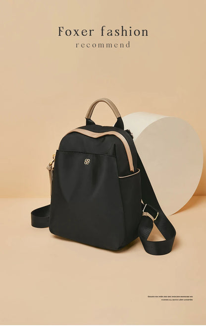 FOXER 2026 New Women's Backpack Soft Cloth Lady Fashion Shoulder Bag Lightweight Anti-theft Large Capacity Commuter Travel Bag