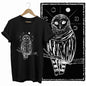 COOLMIND Black Owl Graphic Cotton T-Shirt | Women's Relaxed Fit