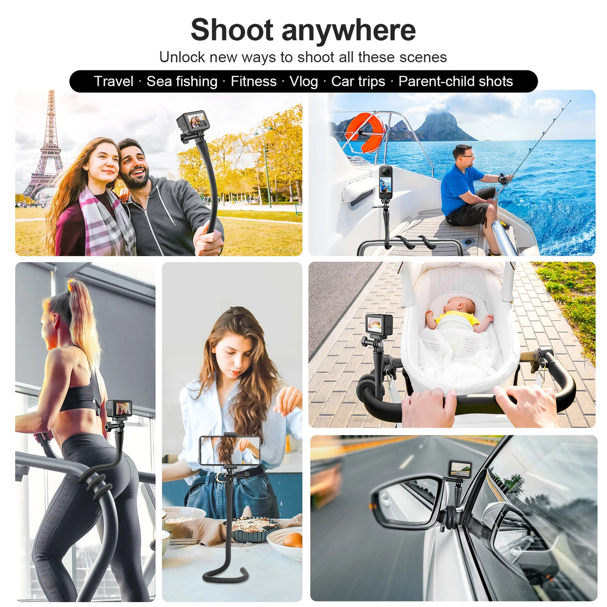 TELESIN Flexible Selfie Stick Monopod Tripod