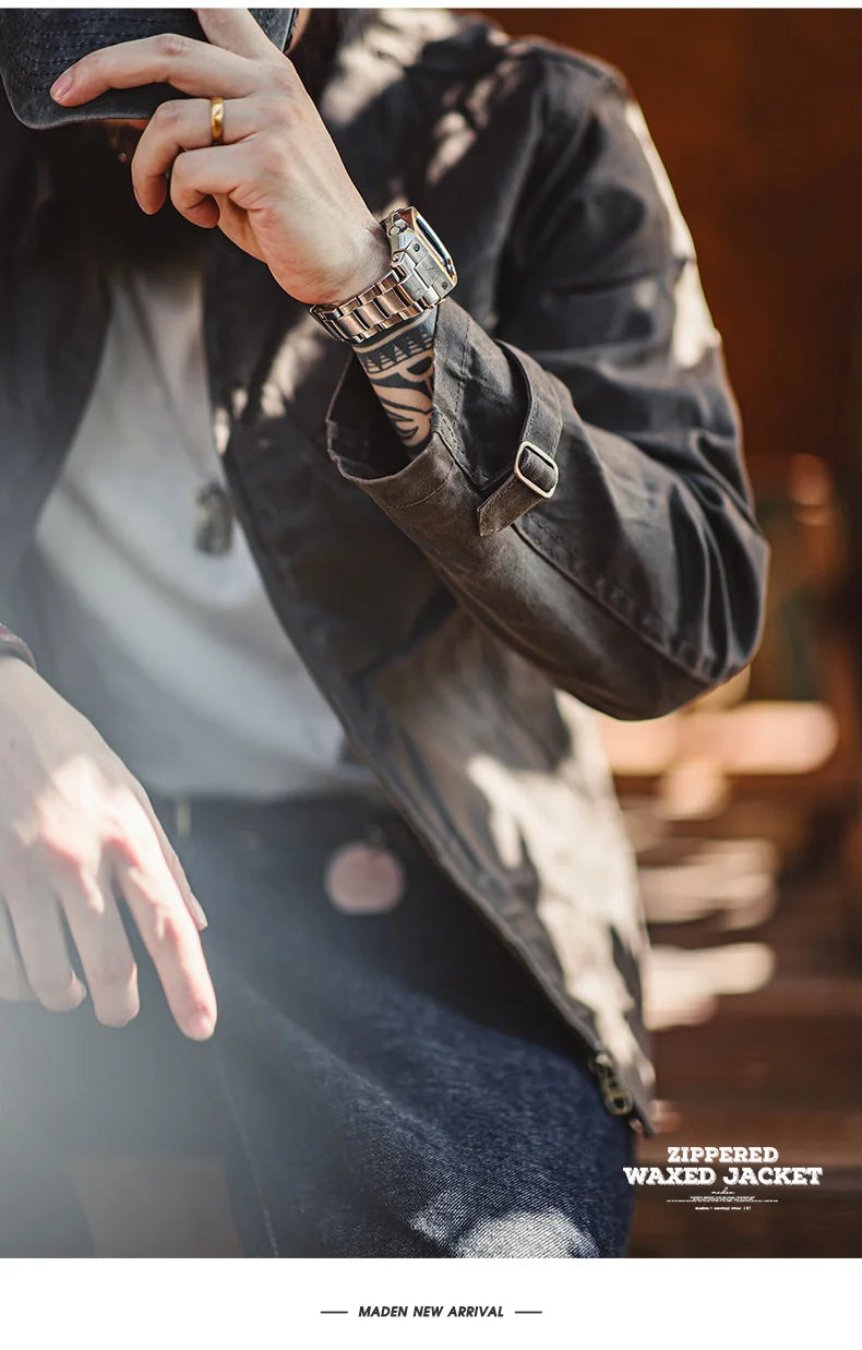 Maden Men's Vintage IV Oil Waxed Canvas Jacket