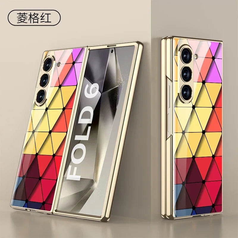 GKK Painted Tempered Glass Case for Samsung Galaxy Z Fold 6 & Galaxy Z Fold 5 Case - ShopHub