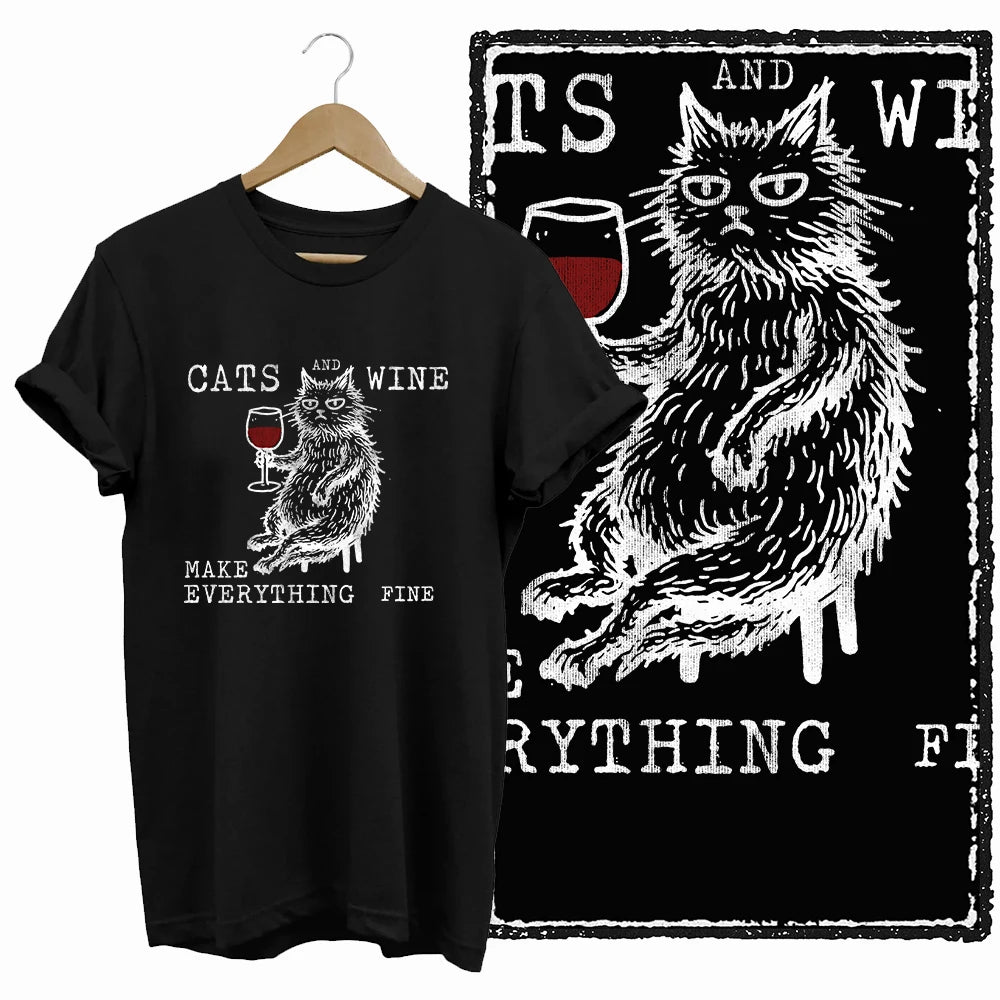 COOLMIND Cat Lover Graphic Cotton T-Shirt | Women's Relaxed Fit