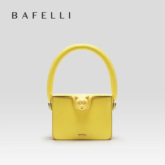 BAFELLI Boxy Leather Flap Purse – Genuine Cowhide Evening Handbag