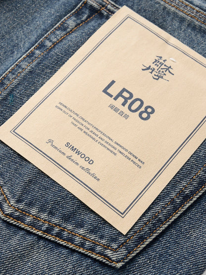 SIMWOOD High Standard 2026 Spring New 13oz Cotton Hemp Washed Vintage Jeans for Men,Classic Retro Casual Denim Trousers