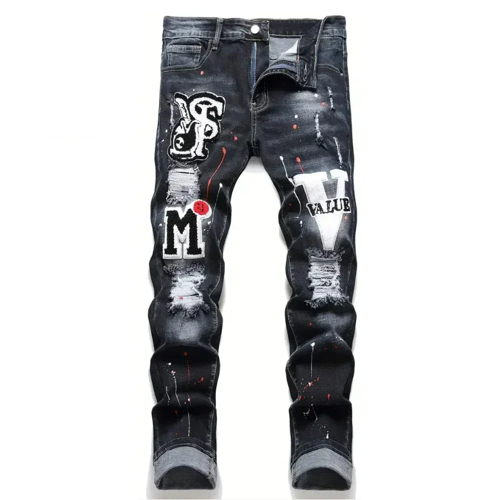 Men’s Y2K Ripped Skinny Jeans - ShopHub