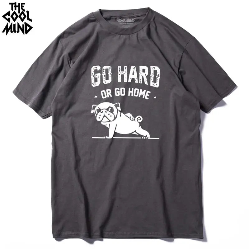 COOLMIND PU0116A Go Home or Go Hard Pug Tee