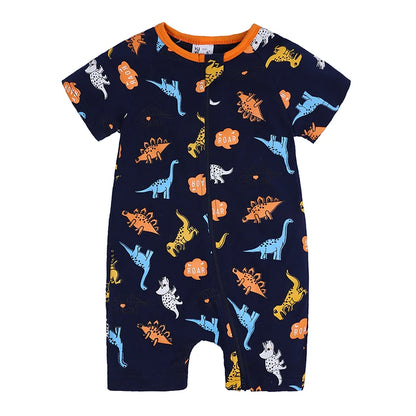 Kids Tales Playful Prints Cotton-Blend Short-Sleeve Baby Romper