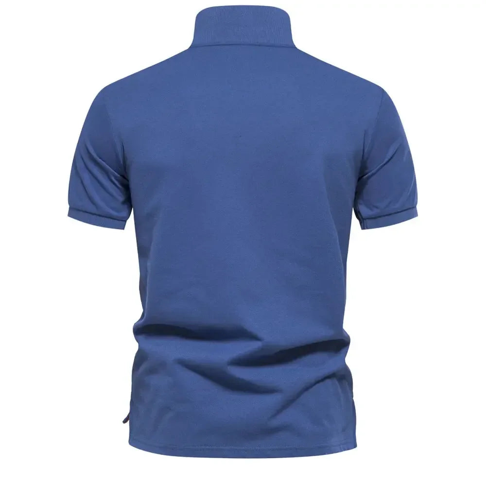 Gradient Printed Cotton Blend Polo Shirts - ShopHub