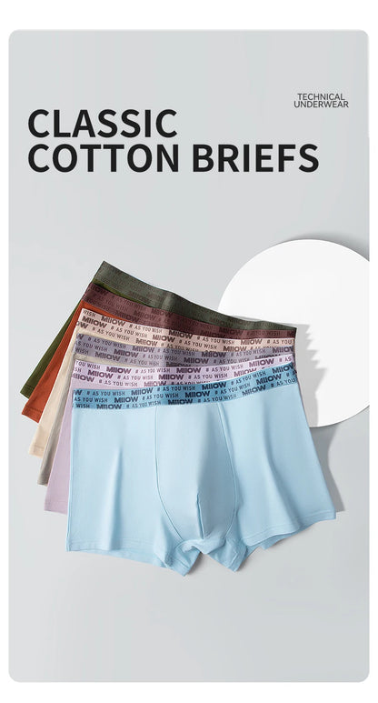 MiiOW Men's Antibacterial Cotton Underwear - 3Pcs Boxer Shorts