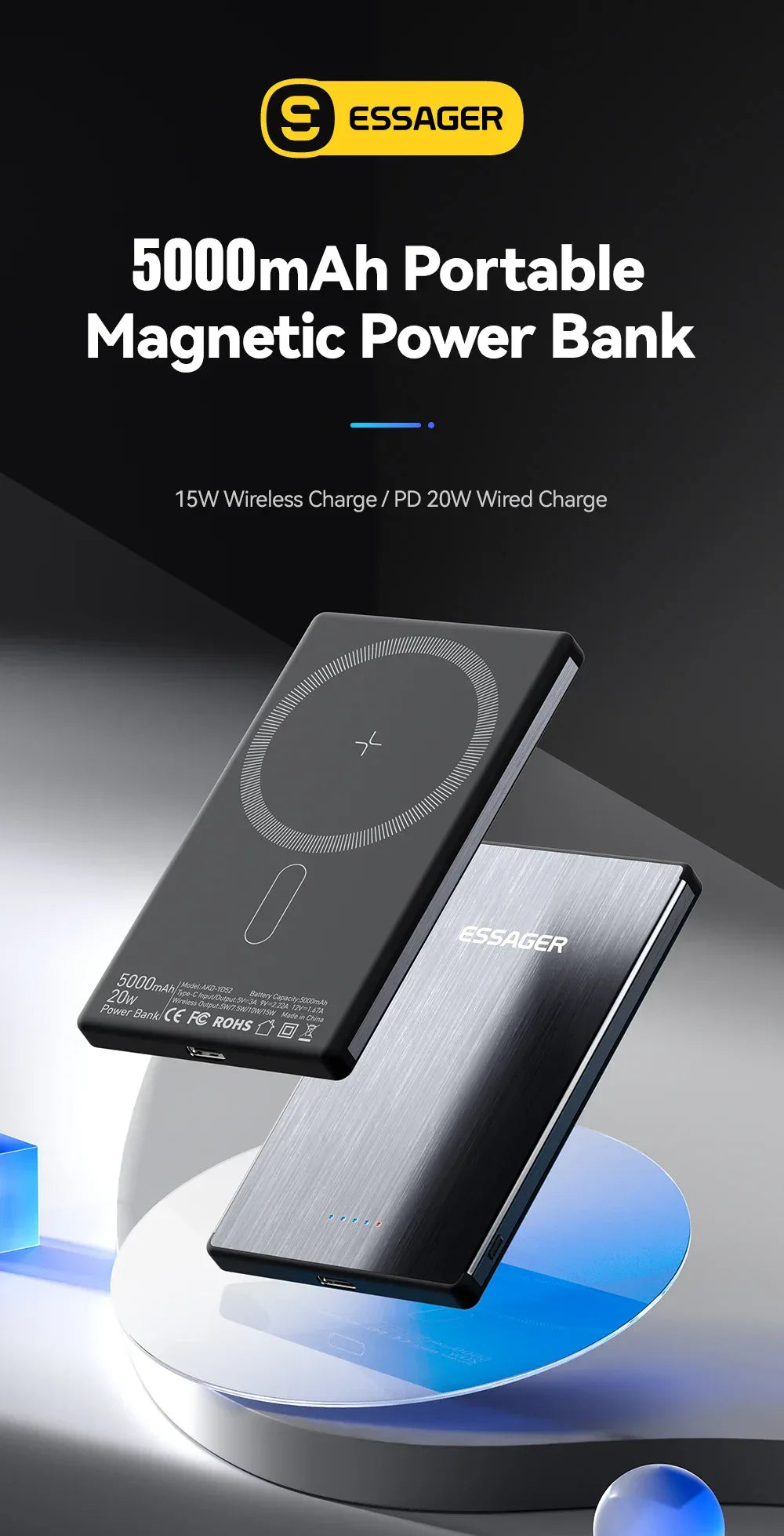 Essager PD 20W Magnetic Wireless Charging Bank - ShopHub