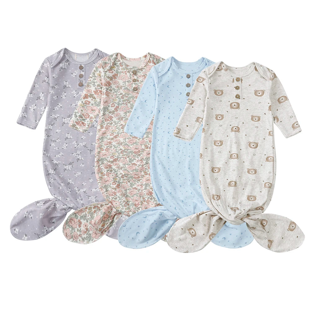 Kids Tales Little Nest Cotton-Blend Knotted Baby Gown