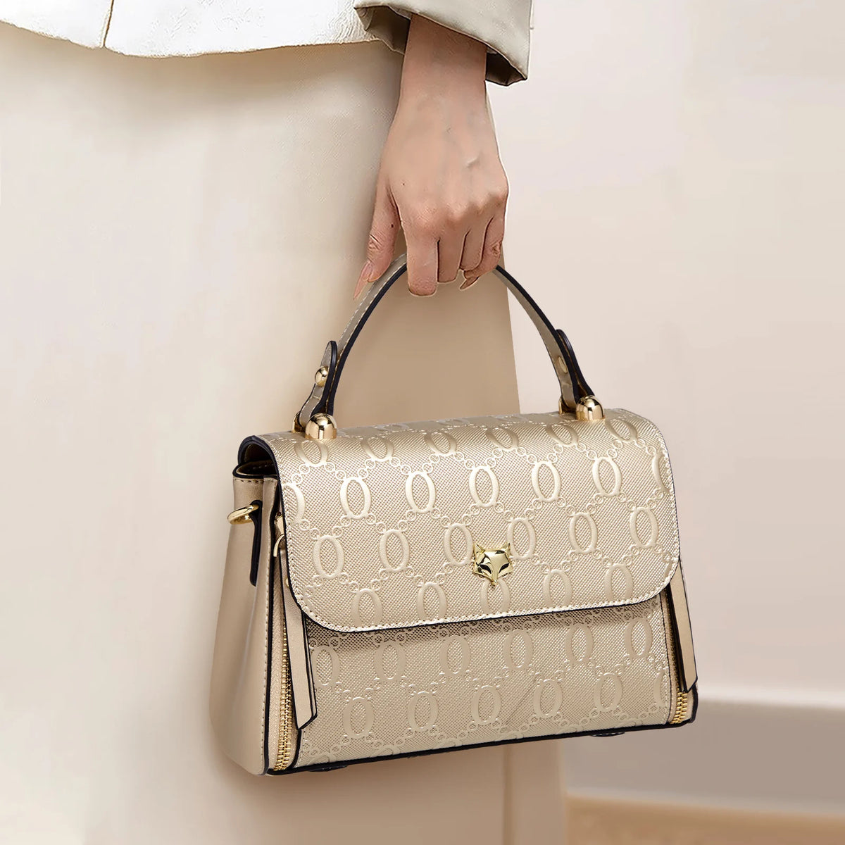 FOXER Lady's Handbag Split Leather Shoulder Bag 2026 Fashion Light Luxury Crossbody Bag Vintage Commute Female Messenger Bag