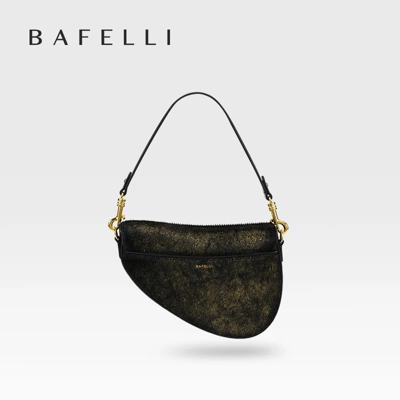 BAFELLI Animal-Print Cow Leather Saddle Bag