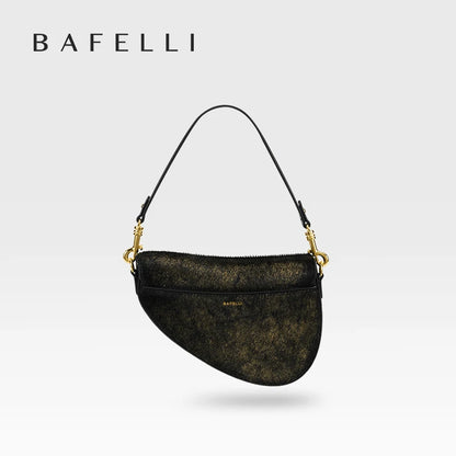 BAFELLI Animal-Print Cow Leather Saddle Bag