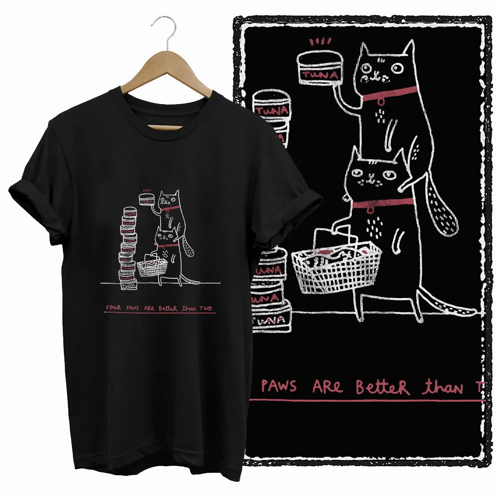 COOLMIND Cat Lover Graphic Cotton T-Shirt | Women's Relaxed Fit