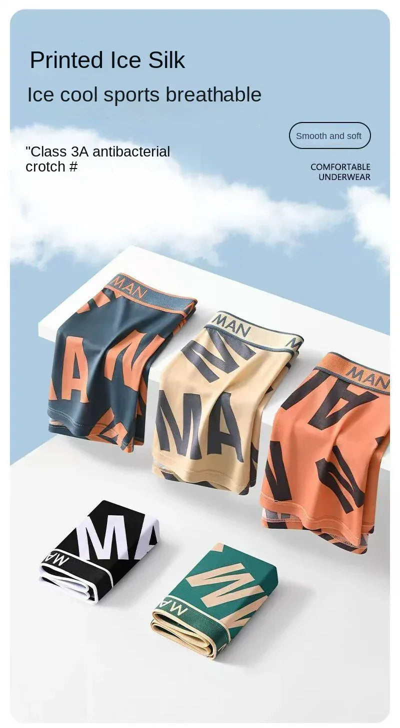 Men's 4 Pack Ice Silk Boxer Shorts - ShopHub