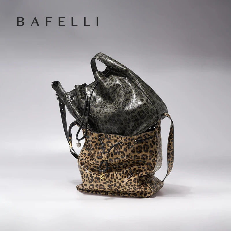 BAFELLI Leopard-Print Cow Leather Hobo Bag