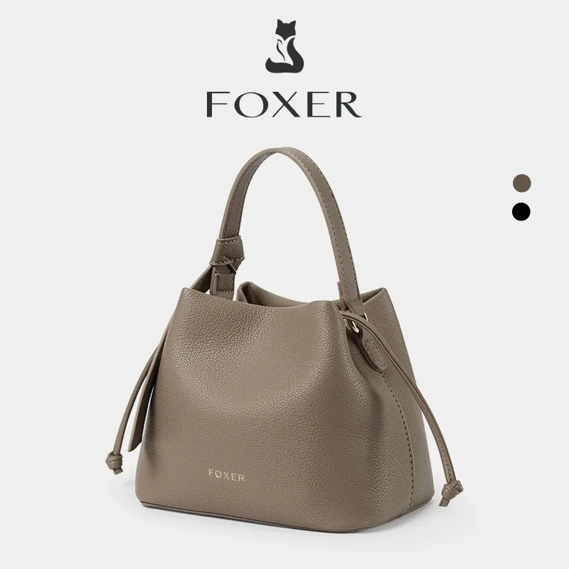 FOXER Brand Women's Top-handle Bucket Bag  2026 New Trendy Hot Selling Fashion Versatile Female Shoulder Crossbody Bag Purse