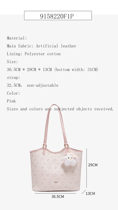 FOXER Summer New Women's Shoulder Bag PVC Leather Daily Tote Bag Female Commuting Purse Large Capacity Handbag for Everyday Use