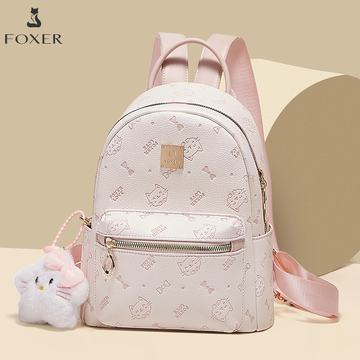FOXER Brand PVC Leather Backpack Cute Embossing 2026 New Design Large Capacity School Bag Women's Fashion Travel Bags