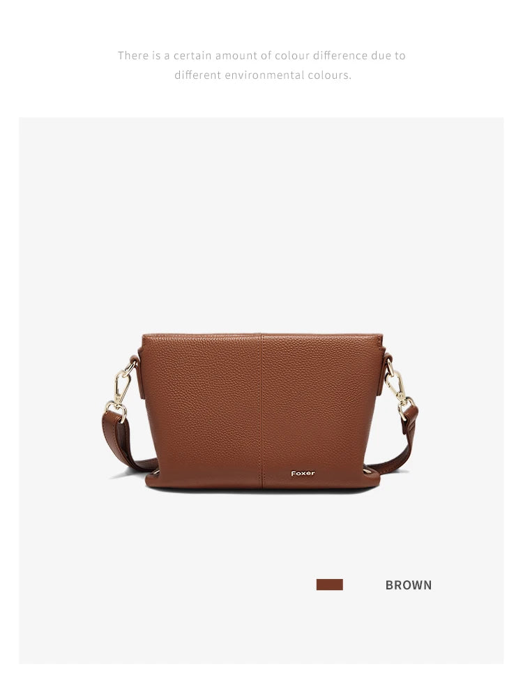 FOXER Lady's Shoulder Bag Cowhide Leather 2026 New Cross Body Bag Commute Work Handbag Casual Cellphone Purse