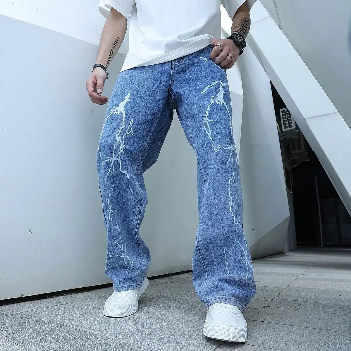 Men's Stylish Graffiti Printing Jeans - ShopHub