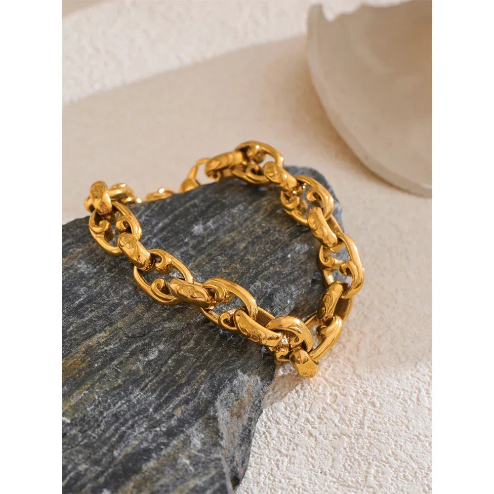 22cm Stainless Steel Cuban Chain Bracelet Bangle - ShopHub