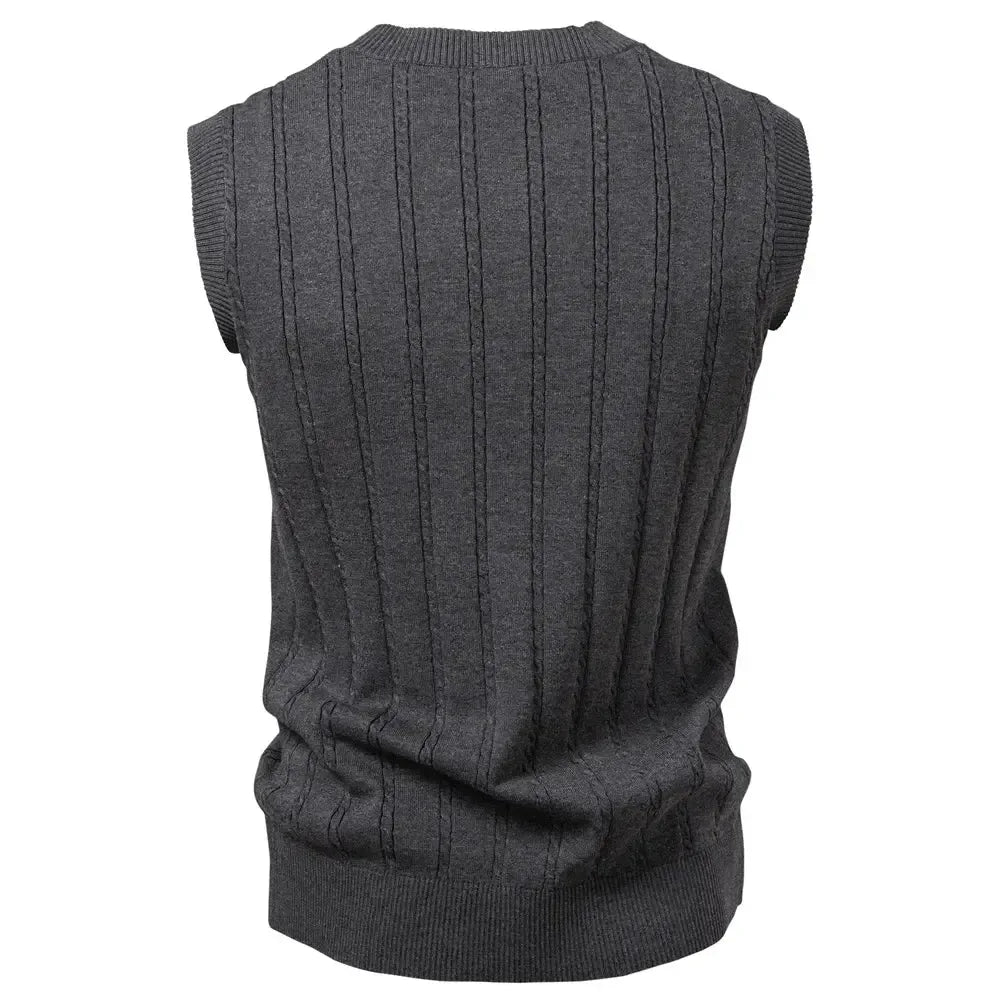 Aiopeson Men's Solid Colour V Neck Knitted Vests - ShopHub
