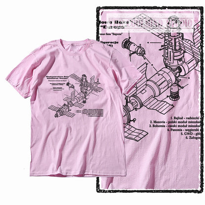 COOLMIND Z1149 Space Station Graphic Cotton Tee