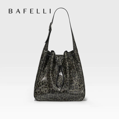 BAFELLI Leopard-Print Cow Leather Hobo Bag