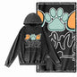 Vintage Dog Graphic Acid-Washed Black Hoodie