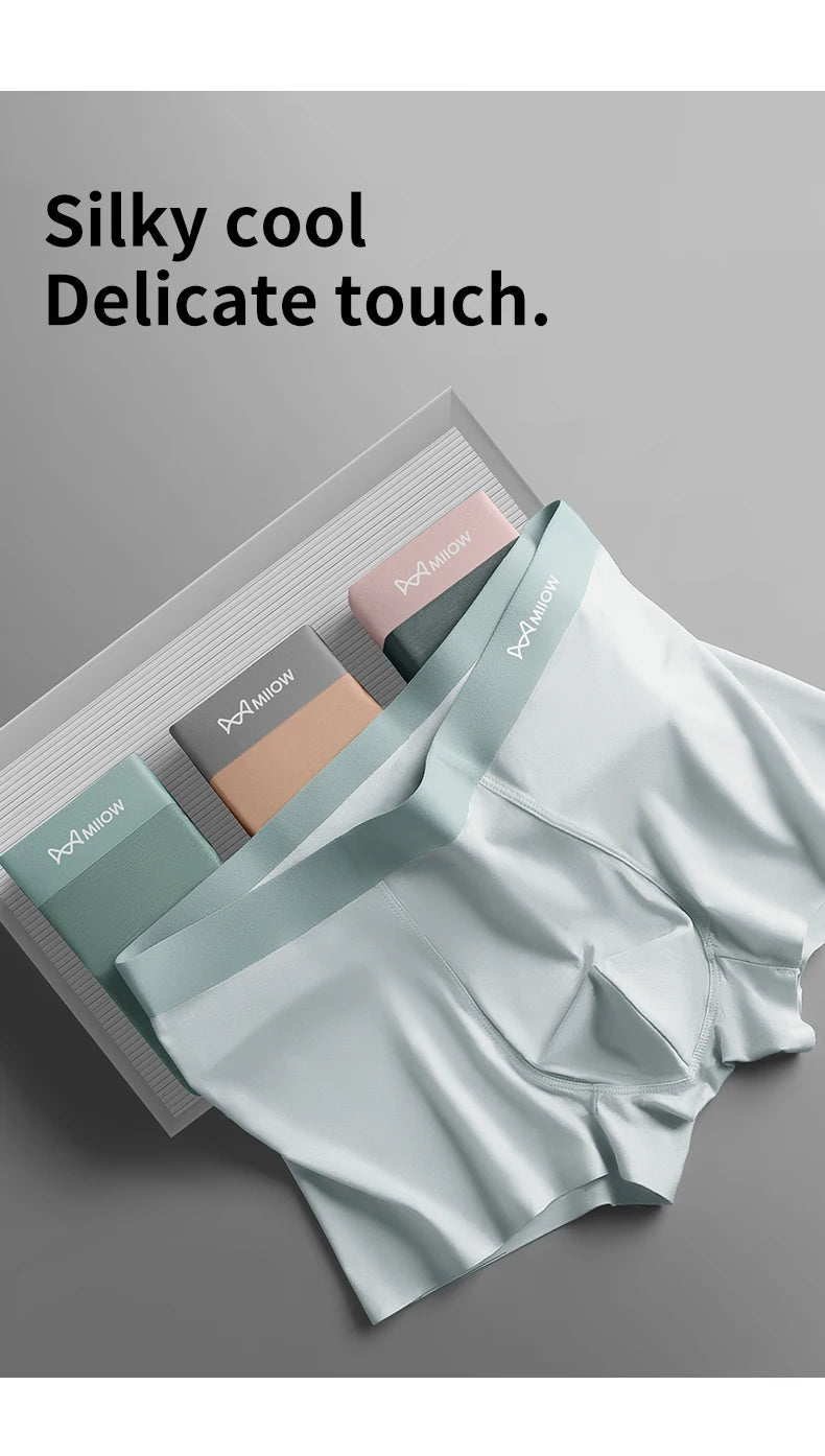 MiiOW Silkly Cool Men Underwear - 3Pcs Antibacterial Crotch Boxer Briefs