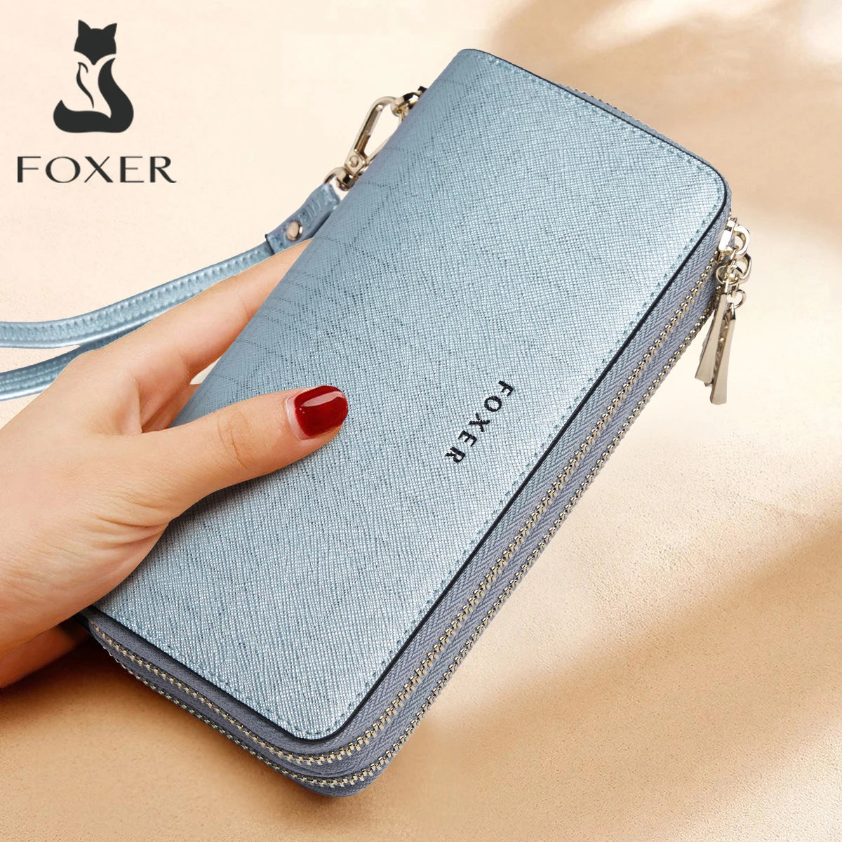 FOXER Split Leather Women's Long Wallet