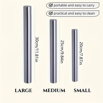 Stainless Steel Rolling Pin for Baking - Lightweight Dough Roller for Cookies, Pie, Dumpling, Pizza - Available in 3 Sizes