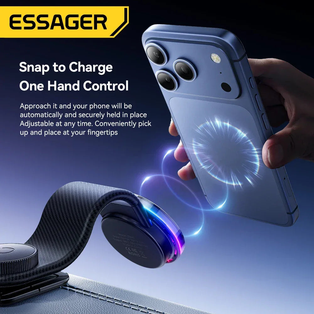 Essager 360° Free Rotation Magnetic Car Phone Holder and LED 15W Wireless Charger Stand - ShopHub
