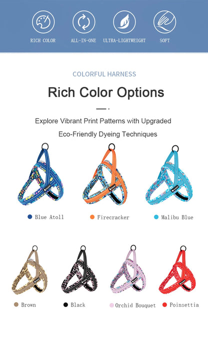 Truelove Floral Printing Mesh Padded Harness – Comfort and Style for Every Dog