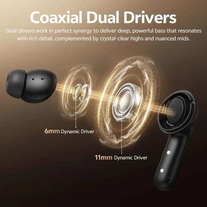 QCY MeloBuds N60 Wireless Earphone - Bluetooth 6.0, Bass Boost, Hi-Res Audio, Hybrid ANC, 45Hrs Playback