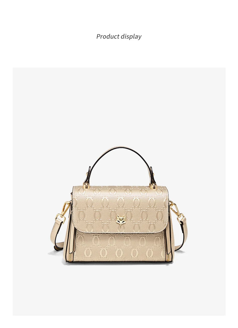 FOXER Lady's Handbag Split Leather Shoulder Bag 2026 Fashion Light Luxury Crossbody Bag Vintage Commute Female Messenger Bag