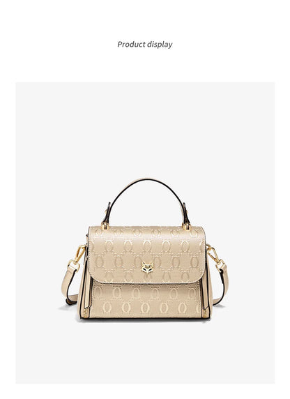 FOXER Lady's Handbag Split Leather Shoulder Bag 2026 Fashion Light Luxury Crossbody Bag Vintage Commute Female Messenger Bag