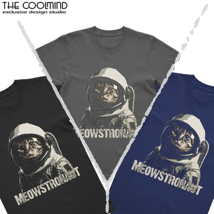 COOLMIND U0012 Astronaut Cat Graphic Cotton Tee
