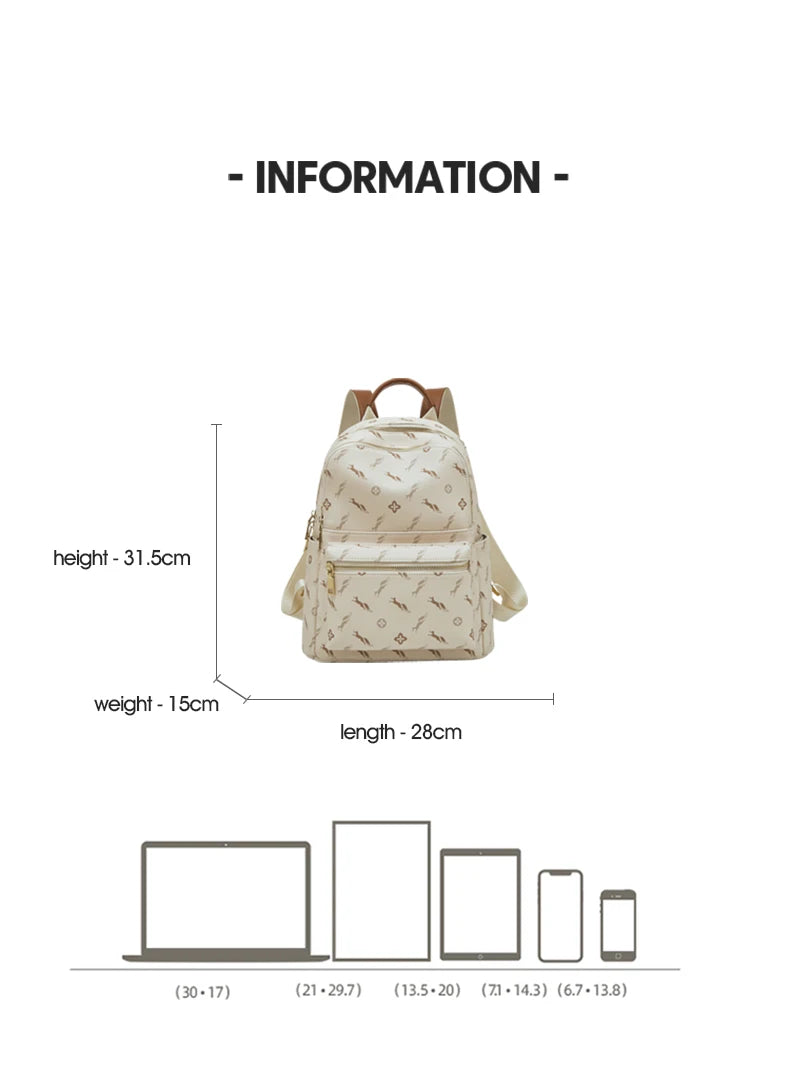 FOXER Women's Backpack Signature PVC Printing Fashion Travel Shoulder Bag Ladies Travel Rucksack Female Casual Monogram Backpack