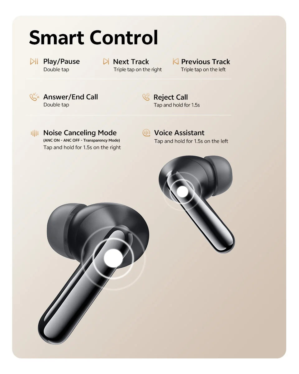 QCY MeloBuds N60 Wireless Earphone - Bluetooth 6.0, Bass Boost, Hi-Res Audio, Hybrid ANC, 45Hrs Playback - ShopHub