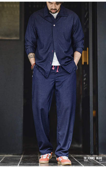 Maden Vintage Men's Loose Casual Straight Denim Pants
