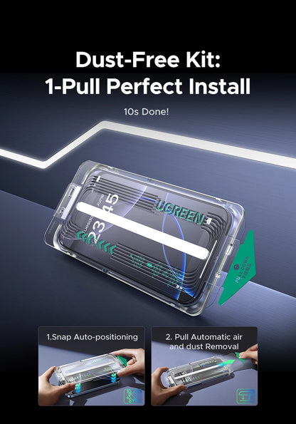 UGREEN Automatic Dust-free Screen Protector for iPhone 17 Pro Max, 16 Pro & More—2 Pack